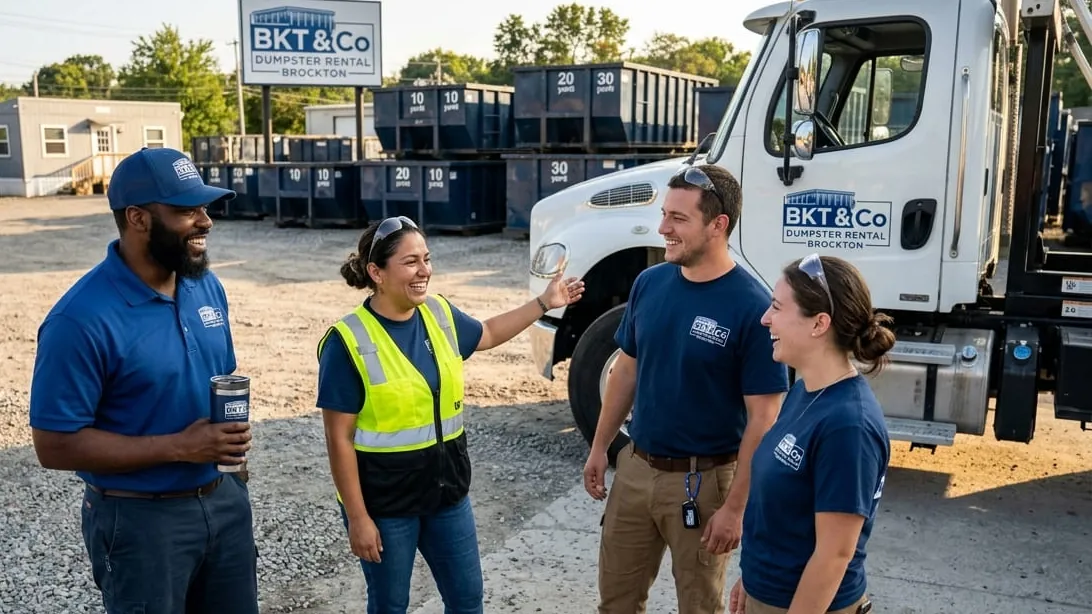 Home cleanout checklist for Brockton, Massachusetts — container loaded during a whole-house basement and attic declutter
